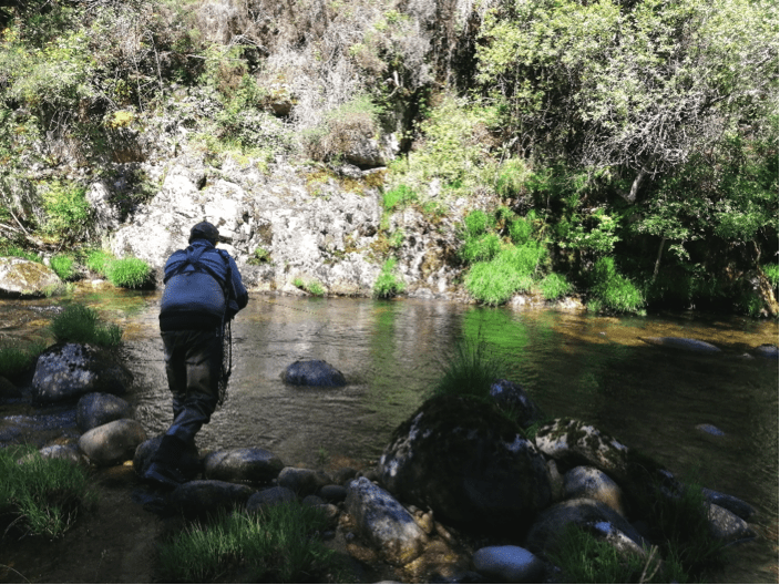 Conservação e ameaças - Pescador a praticar a pesca-a-pluma